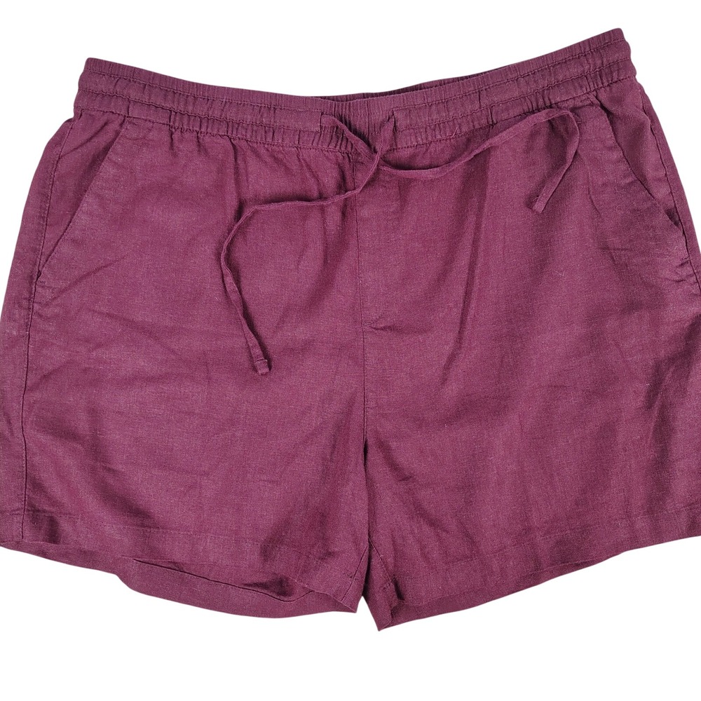 Old Navy Womens XL Shorts Burgundy Linen Blend Boho Coastal Summer Casual
